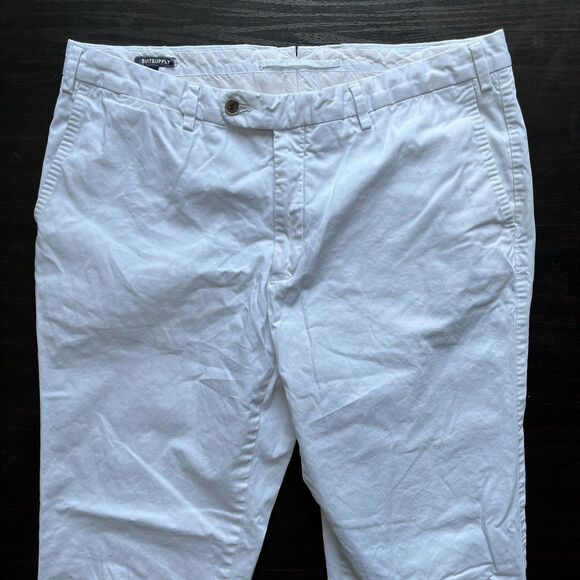 SUITSUPPLY Men's EU 52 Flat Front Trousers Pure Cotton Tapered Chino Pants White - Picture 3 of 12